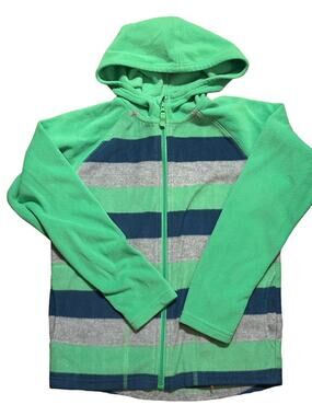 Slalom Blue Green Stripe Zip Fleece Hoodie 10/12